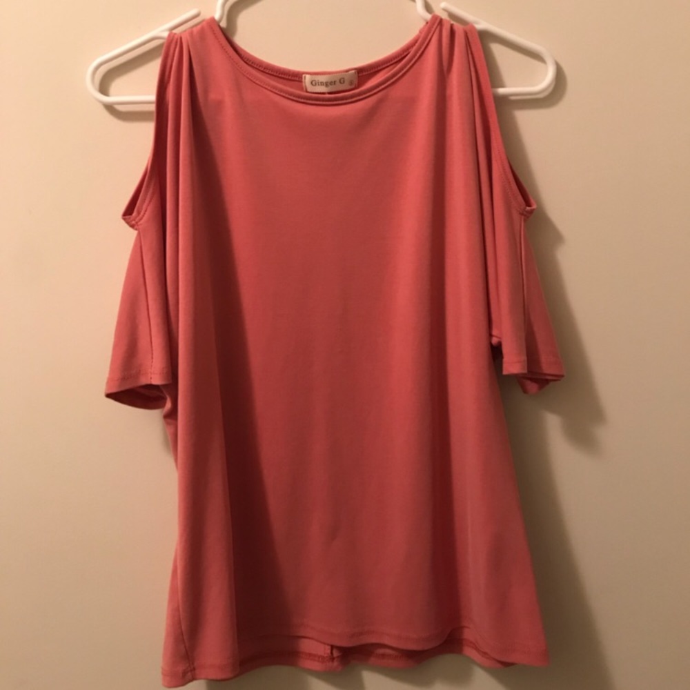 Coral Cold Shoulder Top